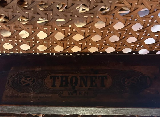 Image 1 of Antieke Thonet-stoel van gebogen hout en riet - Model nr. 32