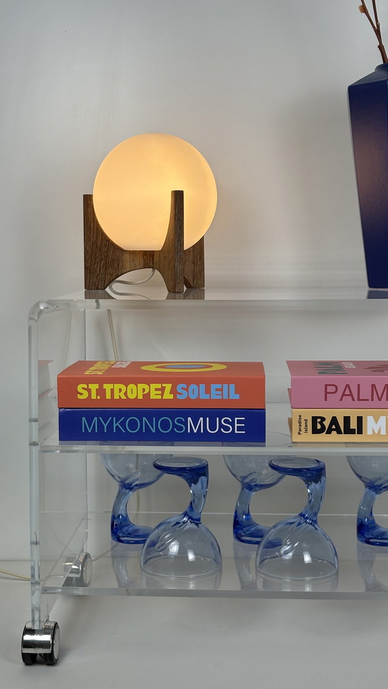 Image 1 of Lampe de table vintage Raak Amsterdam Hokusai D-2022 Bois wengé / verre