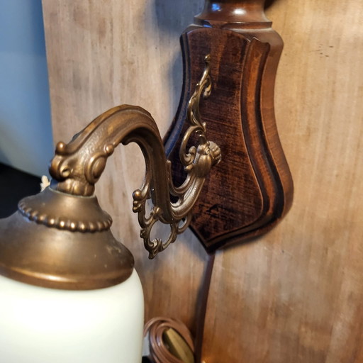 Vintage Wall Lamp Bronze with Glass Shade - 26 cm