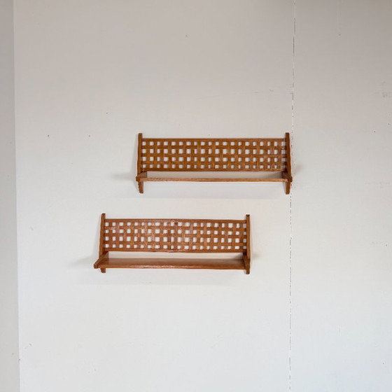 Set van 2 Mid-Century Wandrekken met Gevlochten Rugpaneel – ÚLUV – Wood (photo 2 of 11)