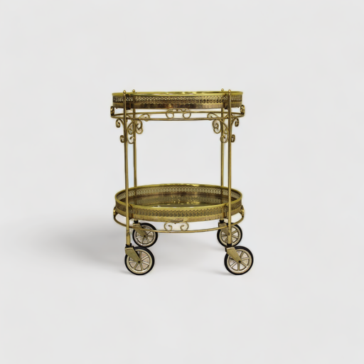 Carrito de bar de latón antiguo