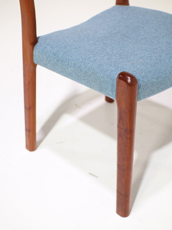 Image 1 of 4x Eetkamerstoelen EMC Møbler teak blauw Deens 1960s