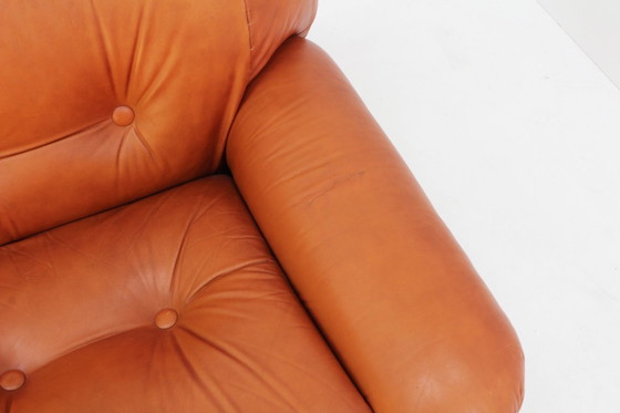 Image 1 of Canapé vintage en cuir cognac Sapporo Mobil Girgi années 1970