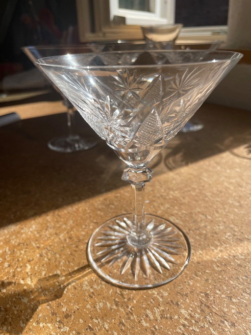 4 Martini Val Saint Lambert Crystal Belgian Eurydice Art Deco