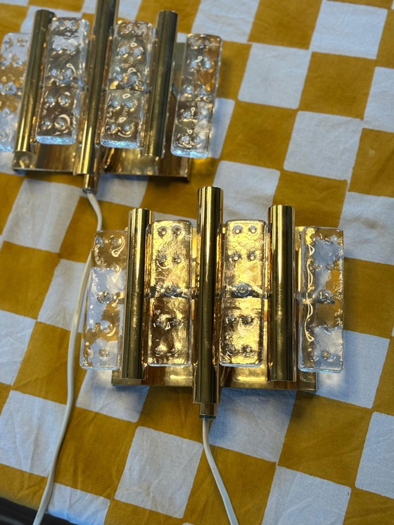 Image 1 of Coppia di lampade da parete in ottone e vetro di Hans Agne Jakobsson