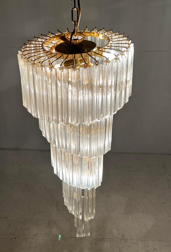 Image 1 of  Gran araña/lámpara de techo de Paolo Venini, cascada, cristal de Murano, Italia, años 70