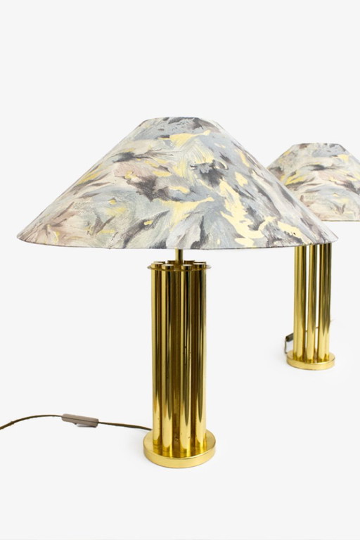 Set aus 2 Tischlampen aus Messing von Josef Busche aus den 70er Jahren