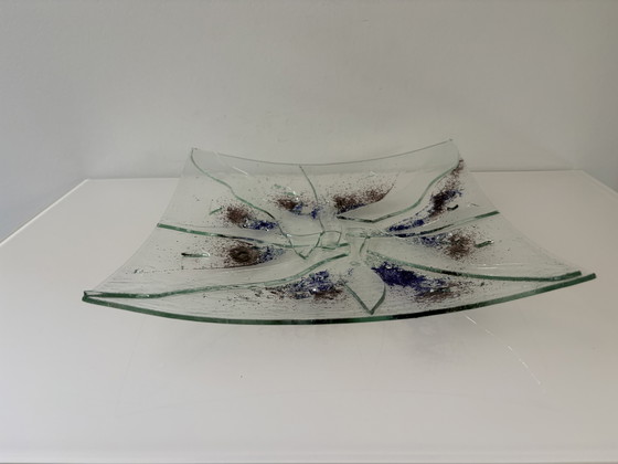 Image 1 of Dekorative Glasschale mit blauen und braunen