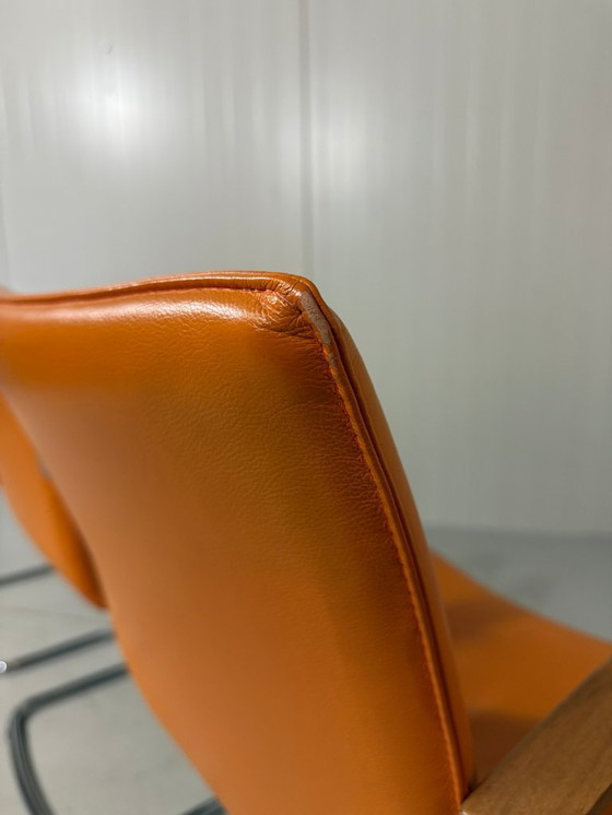Image 1 of 4 x Leolux Freyr Stühle in orangefarbenem Leder