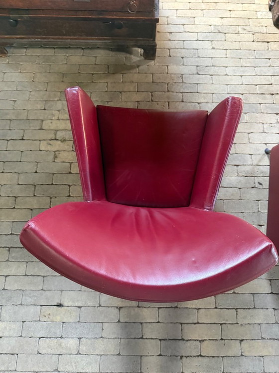 Montis Windy Armchairs – Gerard Van Den Berg – Bordeaux Red Leather (photo 5 of 12)