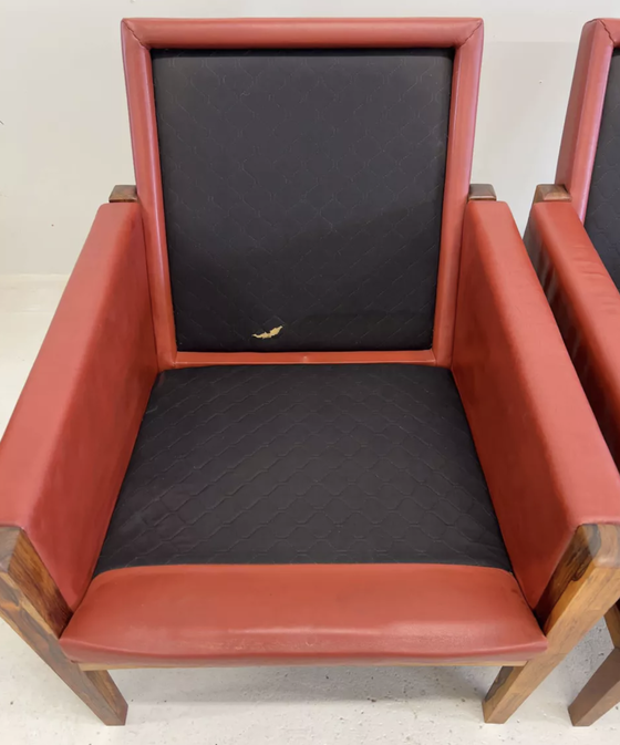 Image 1 of Vintage Danish Lounge Chairs In Rosewood And Leather. 1960s.