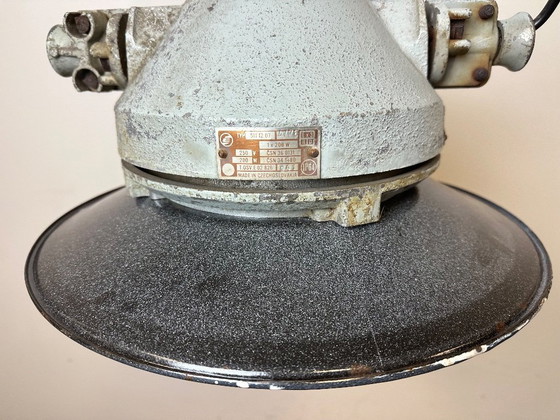 Image 1 of Grey Cast Aluminium Explosion Proof Lamp with Enameled Shade, 1970s