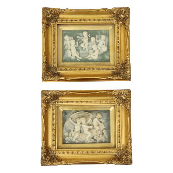 Image 1 of Placche incorniciate in alabastro Biggs and Sons London