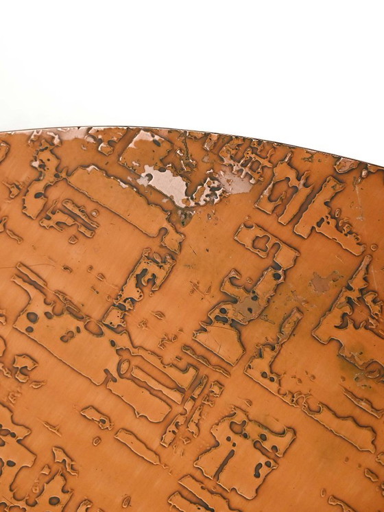 Image 1 of Scandinavian round bamboo and copper coffee table