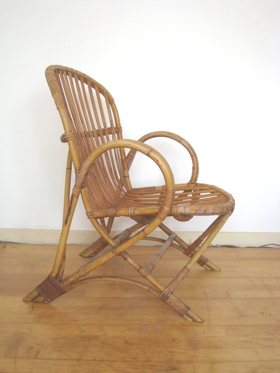 Image 1 of Midcentury vintaghe rattan armchair
