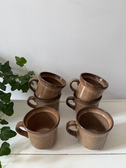 Set of 6 ceramic coffee mugs, 1970s