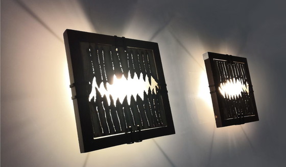 Image 1 of Paar Ravi Sing for Lightworks Brutalist wandlampen, jaren 80