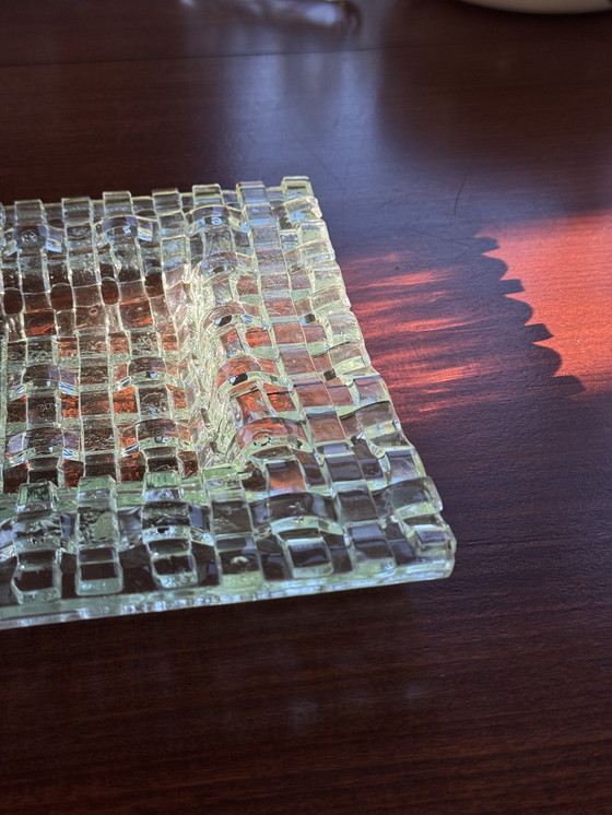 Image 1 of Glass Design Bowl - Fused Art Glass With Blocked Texture