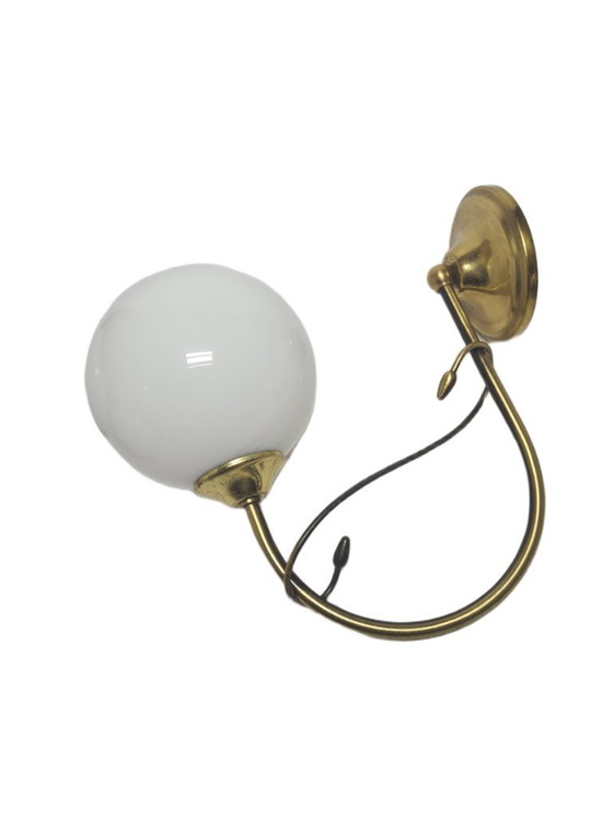Art Deco wandlamp, Polen, jaren 1950 – Wandlampen, Glass, Brass (photo 8 of 10)