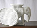 2 White rattan elephants