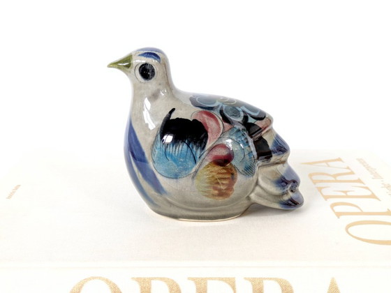 Image 1 of Figurine de caille mexicaine Tonala vintage | Poterie d'art populaire peinte à la main des années 1970