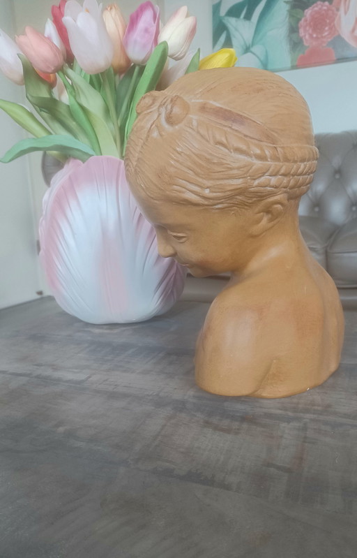 Estatua de yeso La Rieuse a la Jean Baptiste Galle color terracota