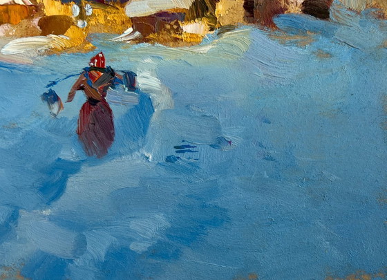 Image 1 of Original Oil Painting Winter Day Landscape Early winter morning
