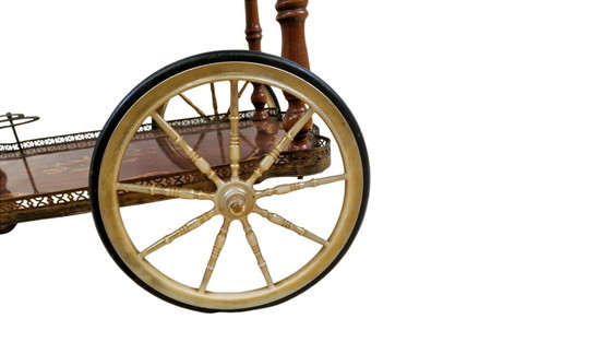 Image 1 of MID CENTURY ITALIAN MARQUETRY DRINKS TROLLEY