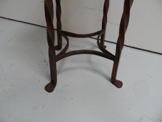 Table d'appoint ronde vintage en métal – Tables d'appoint, Wood, Iron (photo 5 of 9)