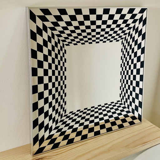 Vintage DeKnudt Op-Art-Spiegel