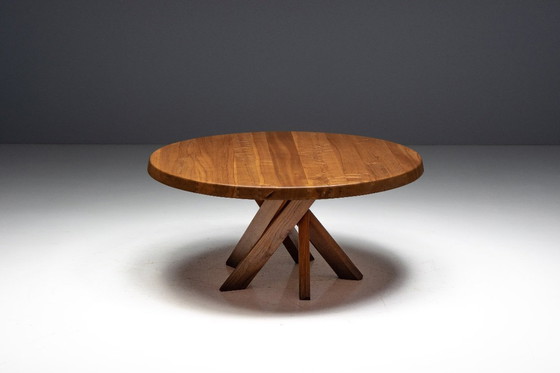 Image 1 of 'T21' Elm Dining Table by Pierre Chapo, France, 1973