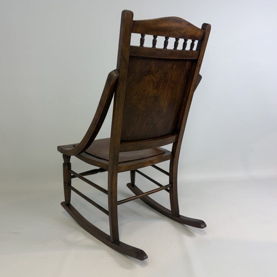 Antique Edwardian ‘pressed back’ rocking chair – Wood (photo 12 of 14)