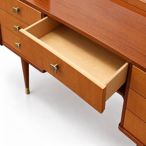 Vintage Dressing Table with Mirror – Mid-Century Vanity 50s/60s – Sideboard cabinet, Wood (photo 3 of 6)