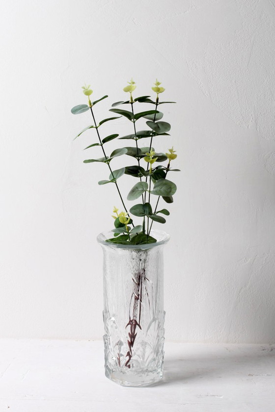 Image 1 of Mid-Century Textured Glass Vase: Fidenza Italian Leaf Pattern, 1970s