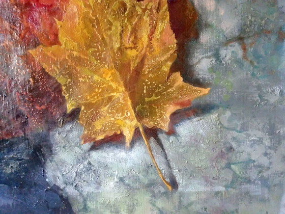 Original Oil Painting Abstract Expressionism Symbolism Autumn Leaves Two – Paintings & Drawings, Canvas (photo 6 of 9)