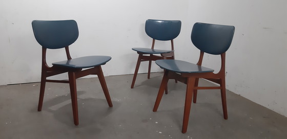 Image 1 of Set di sedie per sala da pranzo Louis van Teeffelen in teak degli anni '50