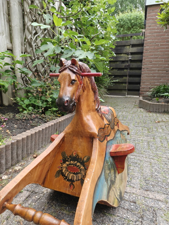 Image 1 of Vintage Scandinavian Wooden Rocking Horse
