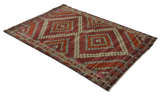 Grande Kilim Yoruk anatolico vintage, 250 × 175 cm – Tappeto in lana tessuto a mano con tecnica a tessitura (photo 3 of 5)