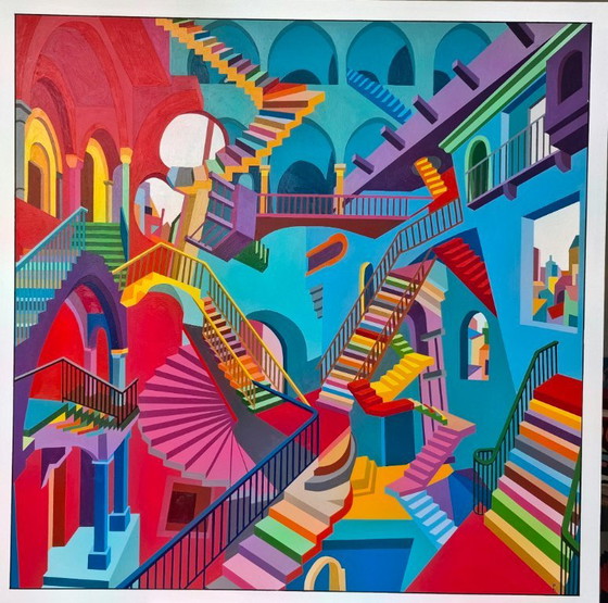 Stairway to nowhere - Franklin van Dam – Paintings & Drawings, Mdf, Wood (photo 3 of 6)