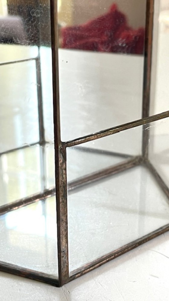 Image 1 of Fioriera vintage in vetro e ottone