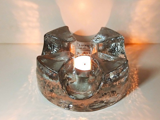 Image 1 of (W017) Porte-bougie chauffe-plat/chauffe-plat/rechaud/pied en verre massif Georgshutte