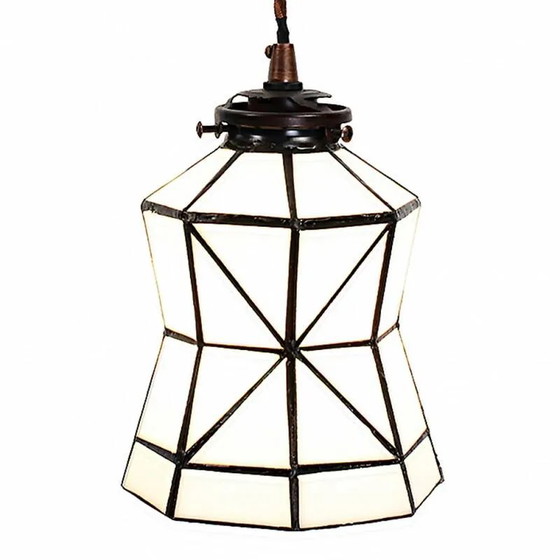 Lampada a sospensione Tiffany con fibbia, Lampade a sospensione, Cristallo, Vetro, Bianco (foto 3 di 4)