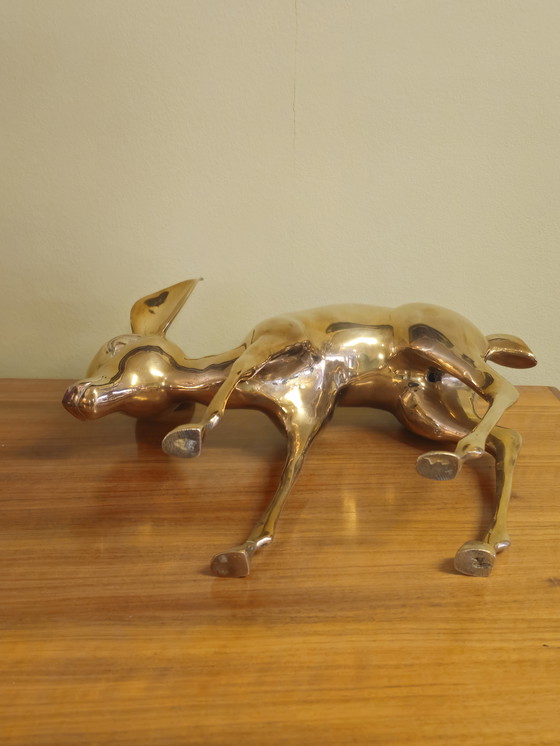 Image 1 of Vintage Brass Bambi Deer Statue France