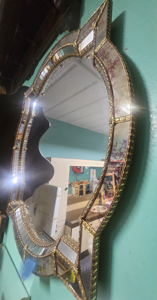 Exclusive Vintage Mosaic Mirror | Faceted | 1970s | 75 cm | Perfect Condition