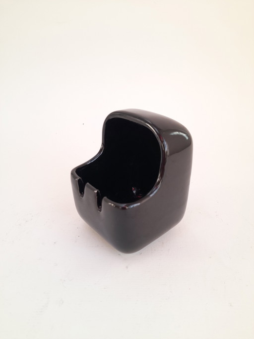 Space Age black ceramic ashtray, Italy