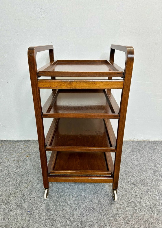 Vintage Bar Cart Thonet Style Bentwood 1930s, Brown (photo 5 of 9)