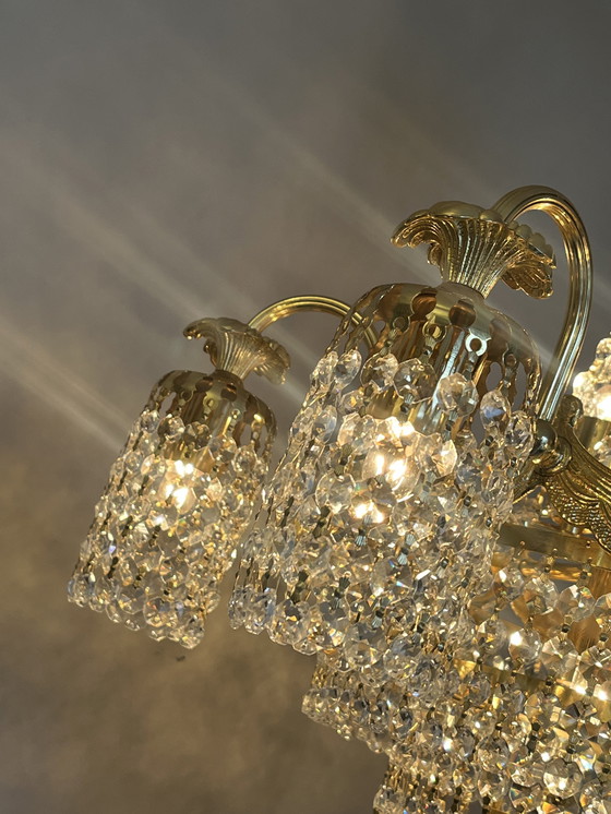 Image 1 of Grande lampadario in cristallo SWAROVSKI foglia oro
