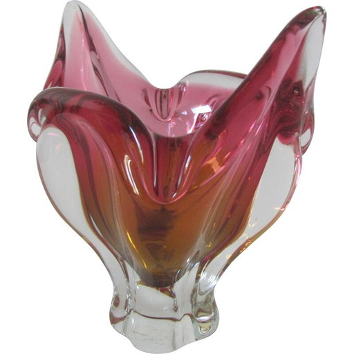 Vase vintage en métal et verre par J. Hospodka pour Chribska, Tchécoslovaquie, années 1960