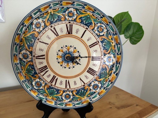 Unique Sicilian Wall Clock- Ceramic-Signed Di Rosy Natale - Caltagirone