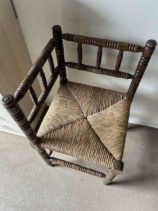 chaise d'angle à bouton de bobine antique